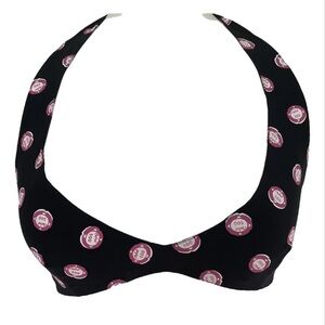 Miu Miu Black and Pink Patterned Bikini Top